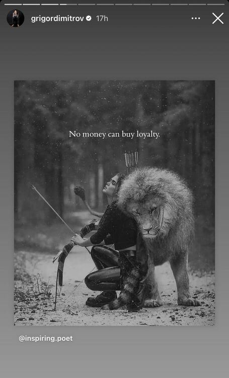 Григор Димитров със загадъчно послание